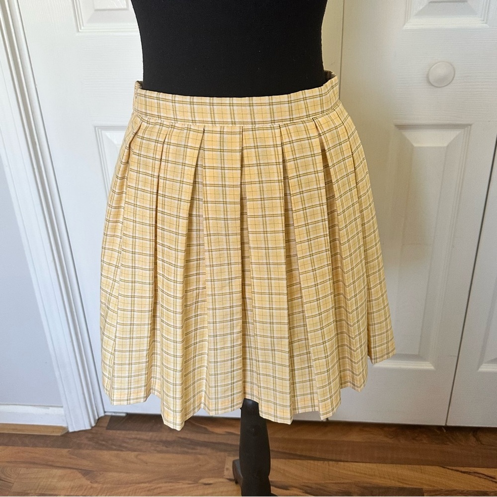 Cali 1850 Yellow Plaid Pleated Skirt - Women's Size Medium Y2K Mini Preppy